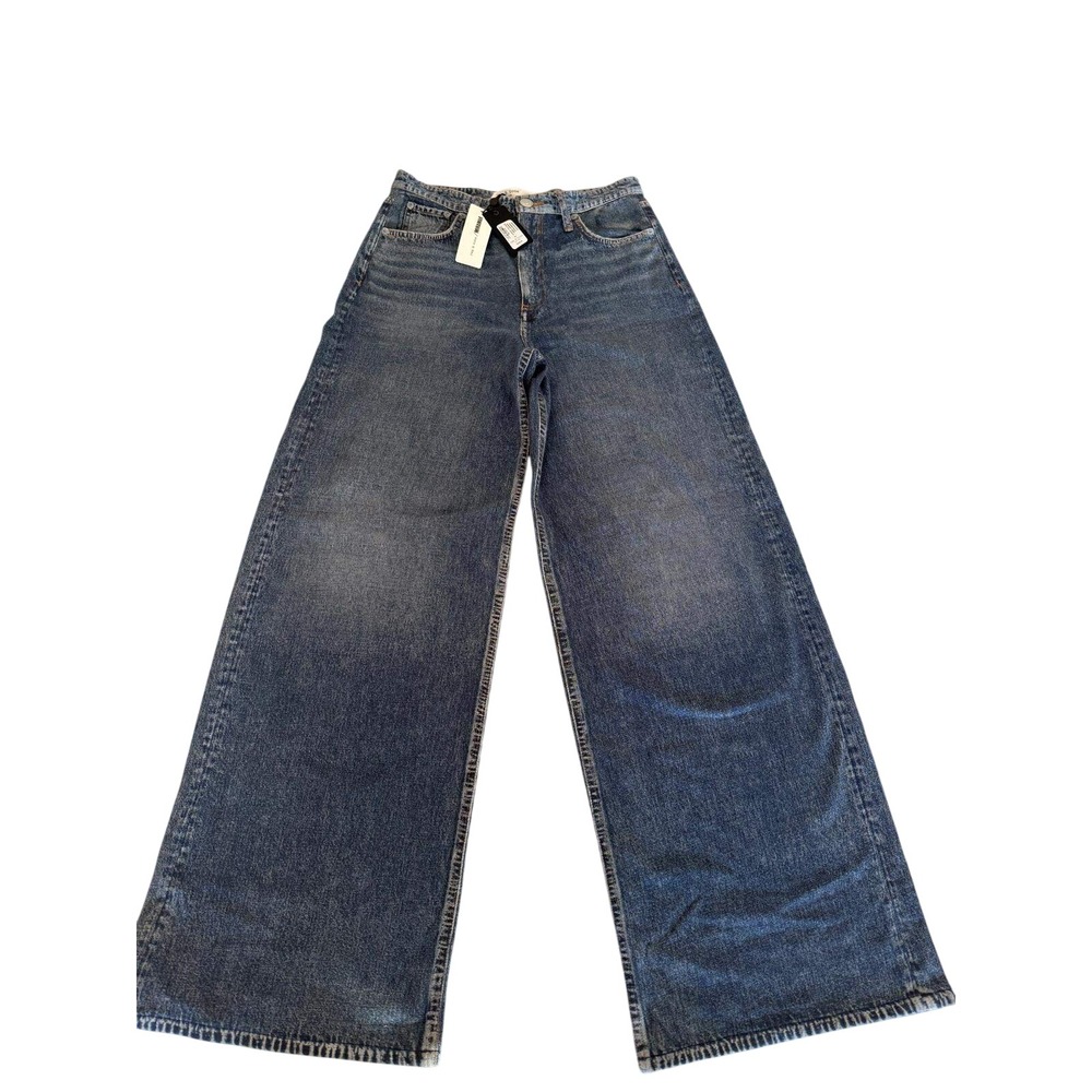 NWT Rag & Bone Miramar Terry Sofie Full Length Wide Leg Jeans Kimber Wash Sz 28